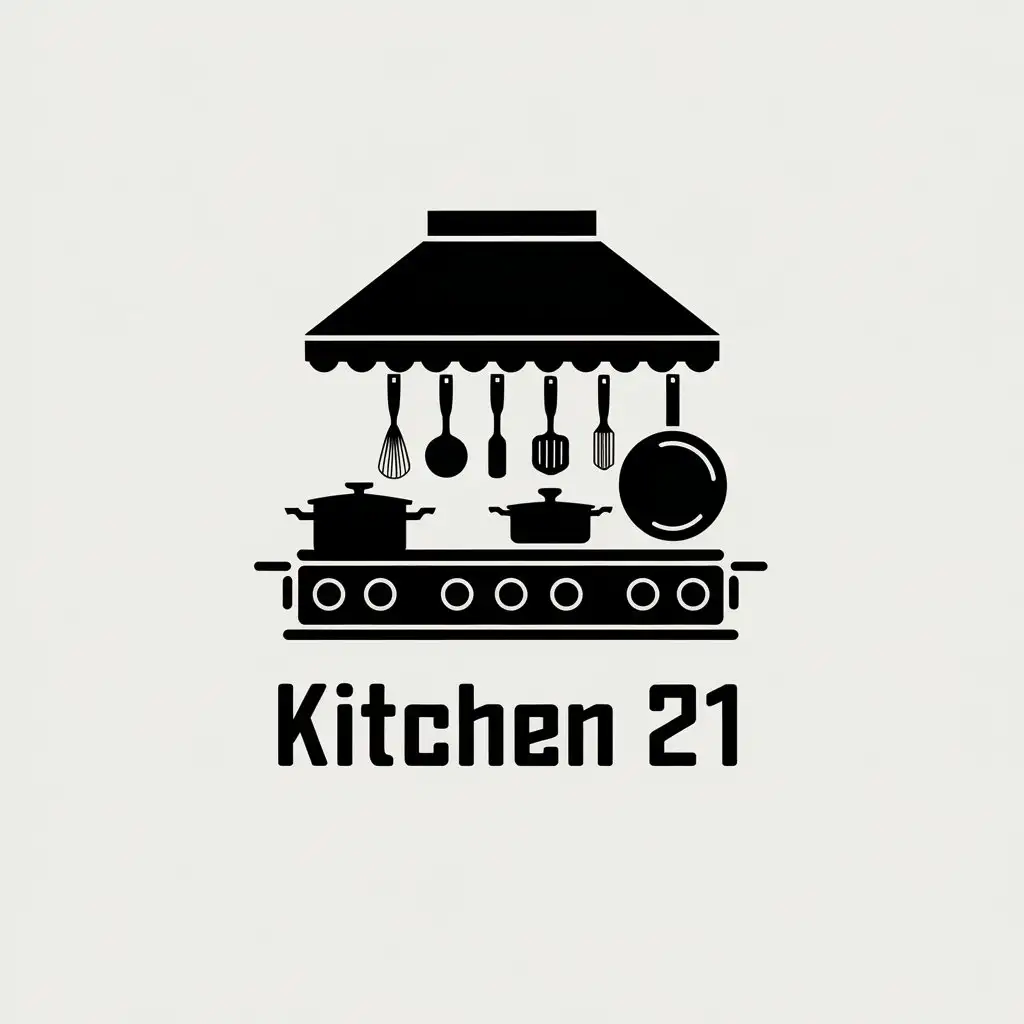 a vector logo design,with the text "Kitchen 21", main symbol:cocina,Moderate,be used in Restaurant industry,clear background