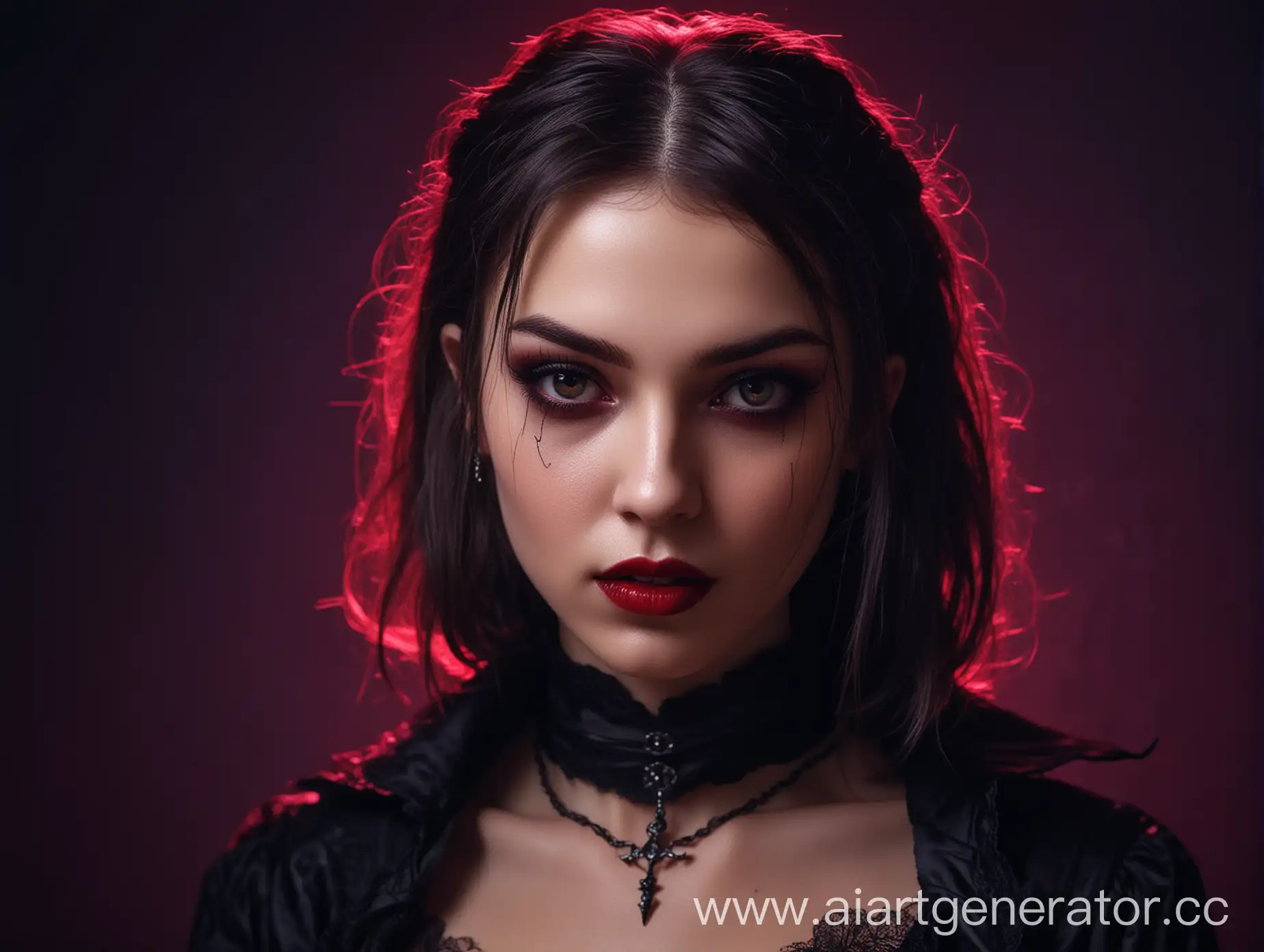 Realistic-Vampire-Girl-Portrait-with-Neon-Background