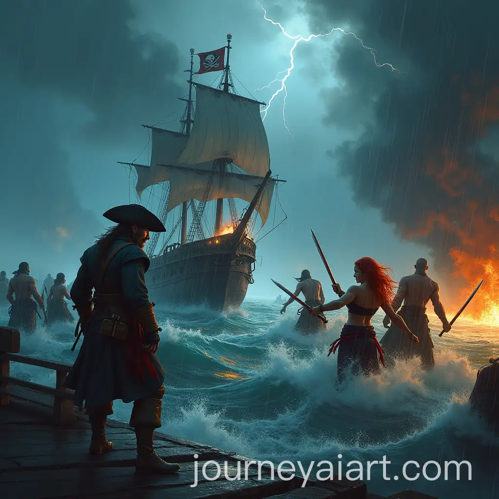 Dramatic-Pirate-Ship-Battle-in-Raging-Storm-with-Jolly-Roger-Flag