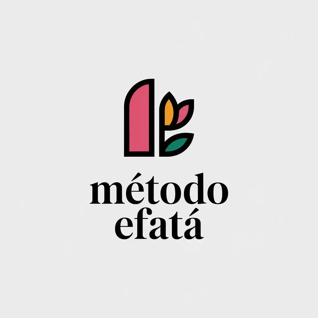 a vector logo design,with the text "Método Efatá", main symbol:styled image of a slightly open door or a flower blooming, representing the idea of opening up to new possibilities.,complex,be used in Events industry,clear background