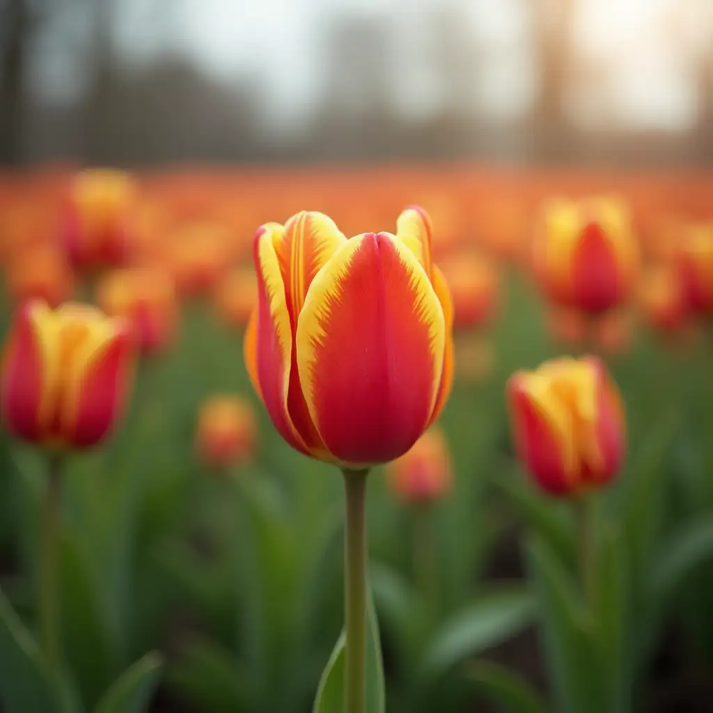 russian nature in march. realistic. photograph. flowers begin to bloom. tulip