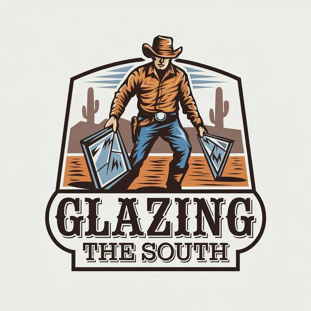 LOGO Design for Glazing the South Cowboy Handling Glass in the Desert