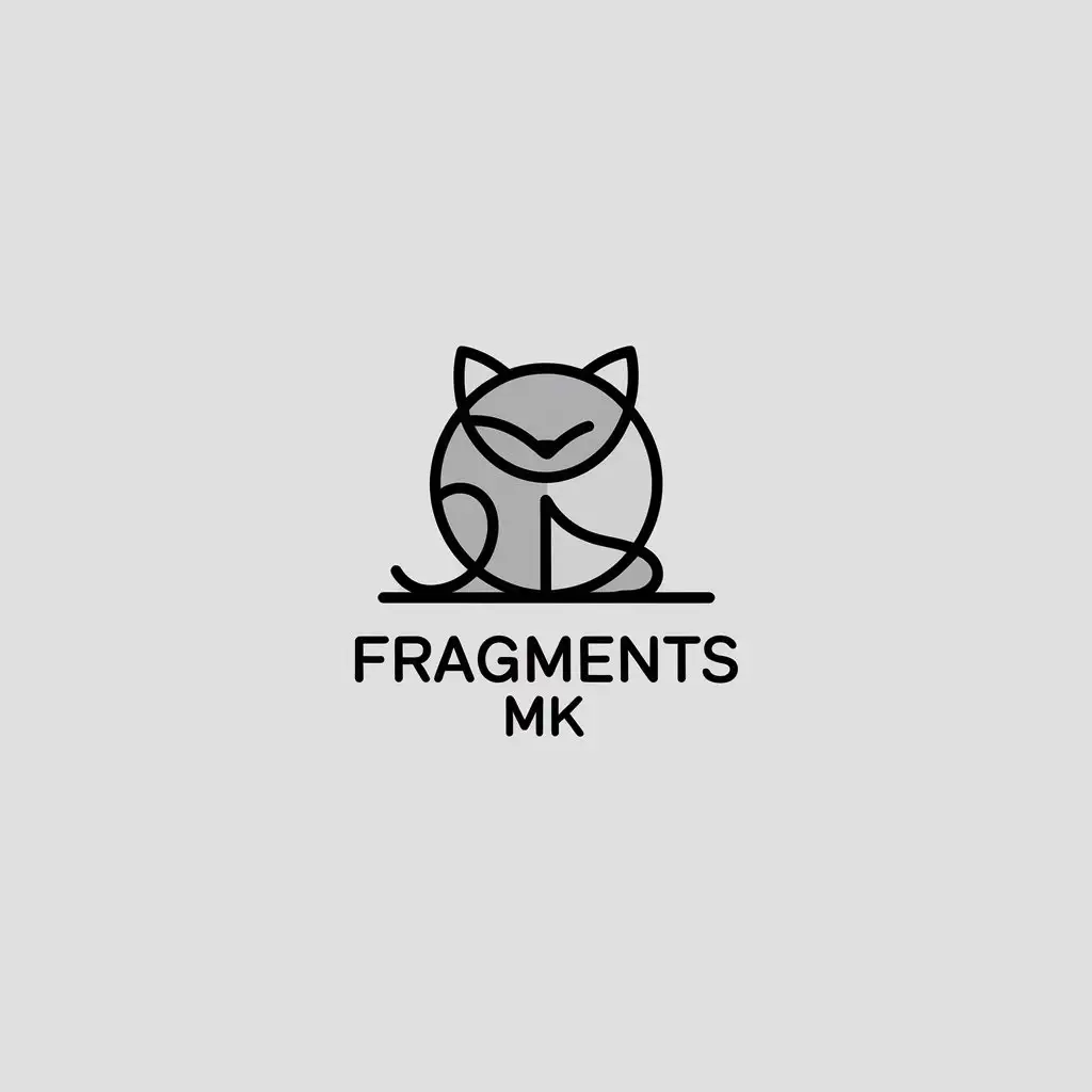 a vector logo design,with the text "fragments mk", main symbol:cat,Minimalistic,be used in Animals Pets industry,clear background