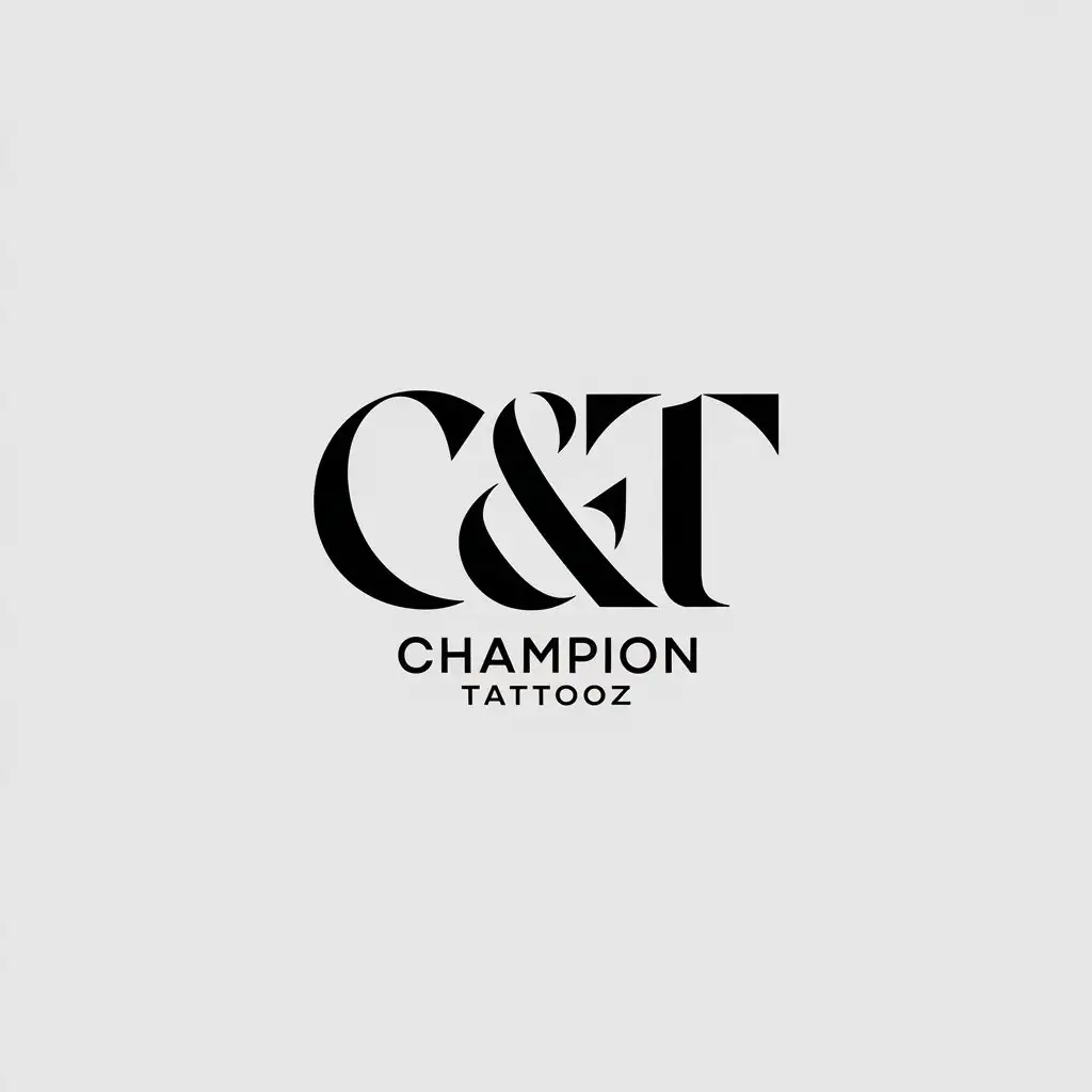 LOGO Design for Champion Tattooz Sleek CT Symbol with Black Text and White Background for Beauty Spa