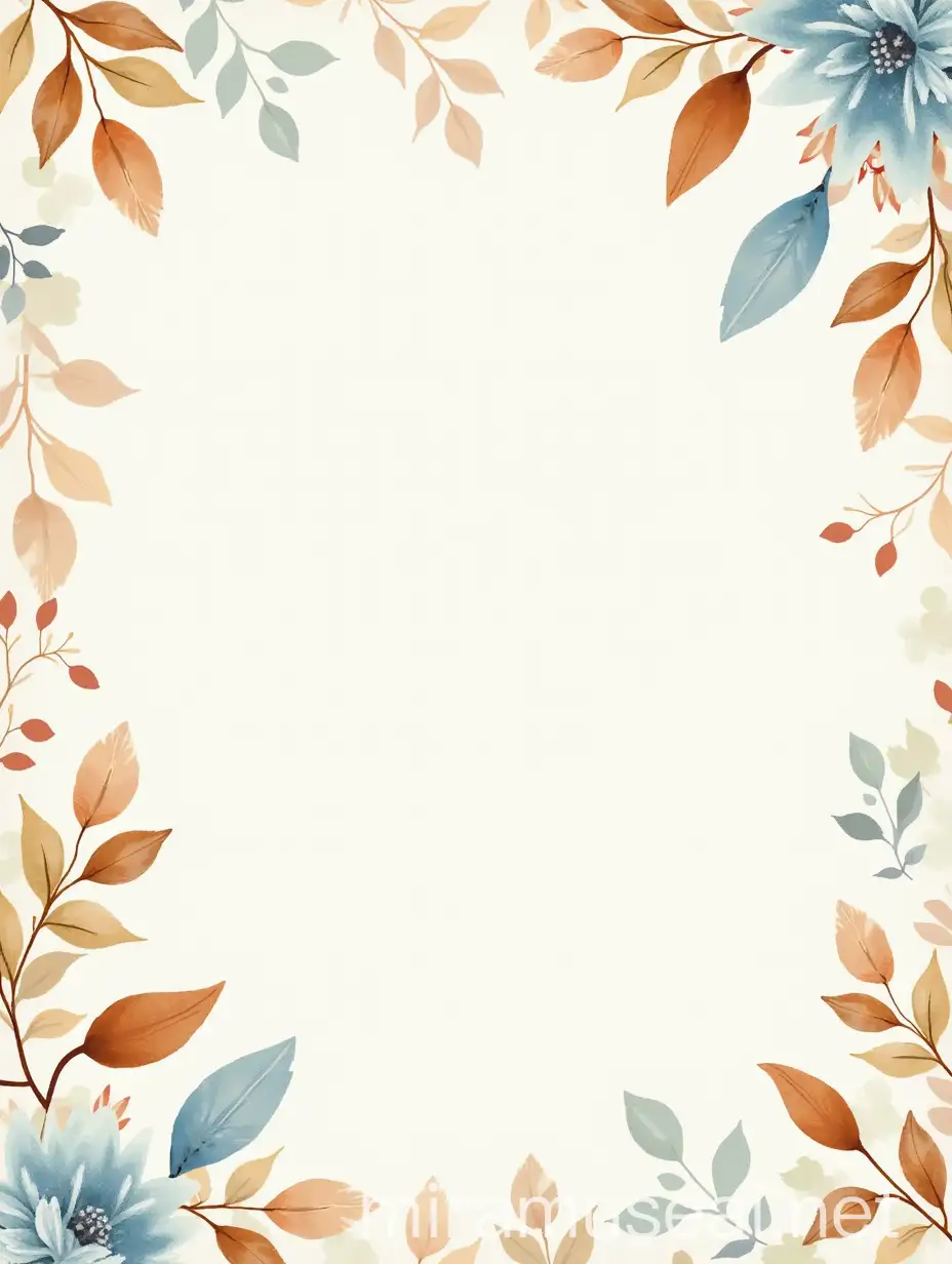 Floral Watercolor Pattern Background in Creams Browns and Light Blue