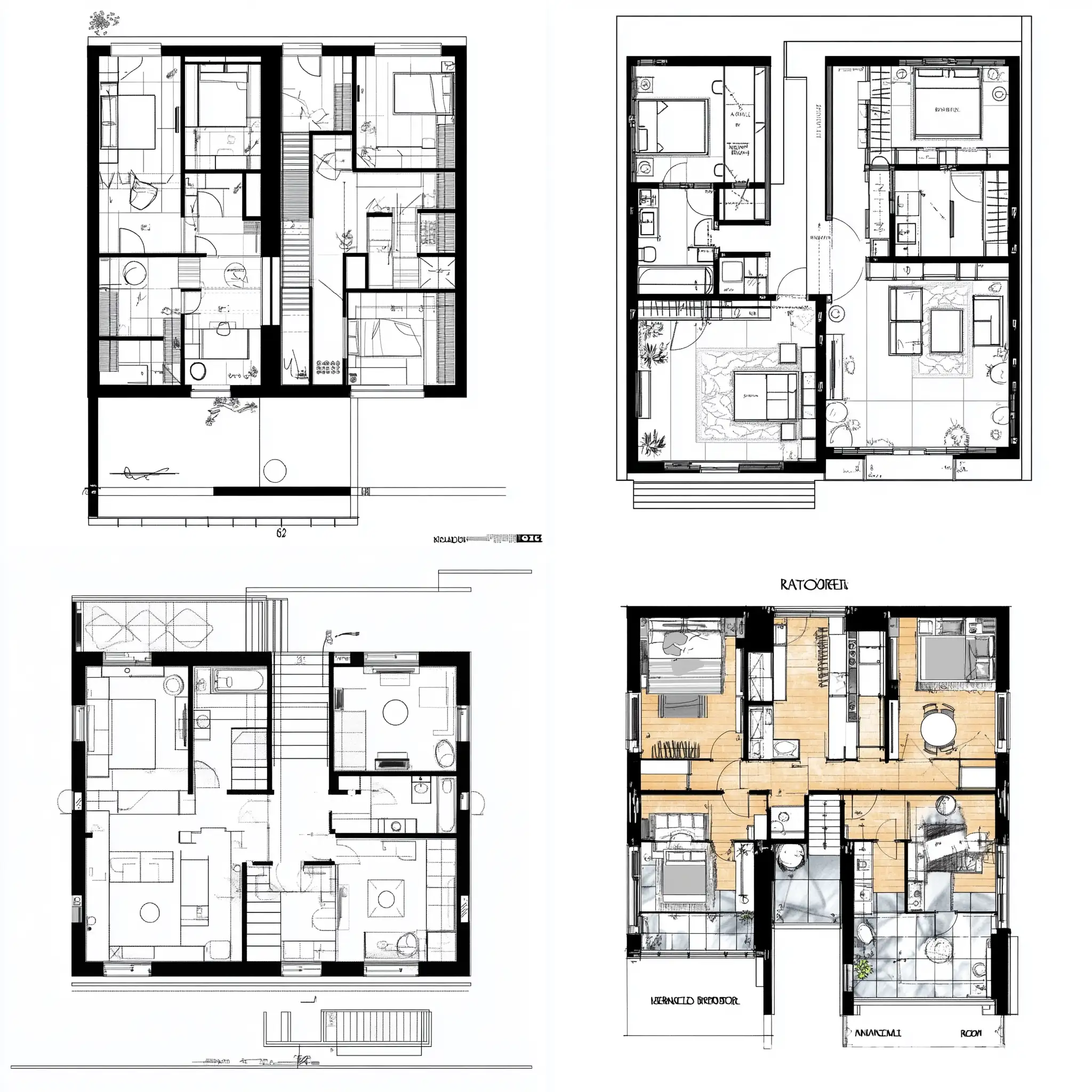 Modern-Apartment-Floor-Plan-with-Black-Walls-and-Gray-Background