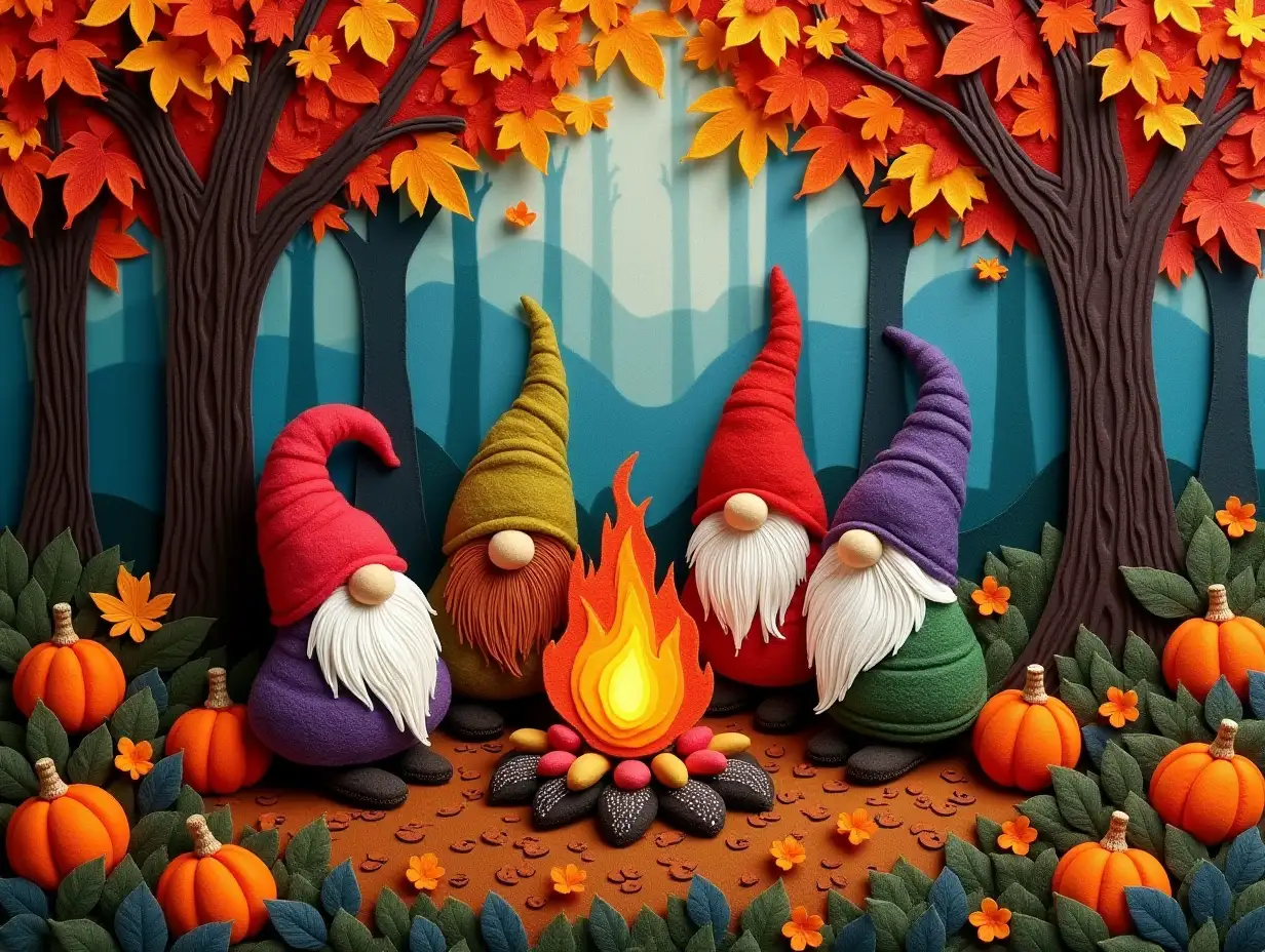 Whimsical-Gnomes-Gathering-Around-a-Bonfire-in-an-Autumn-Forest