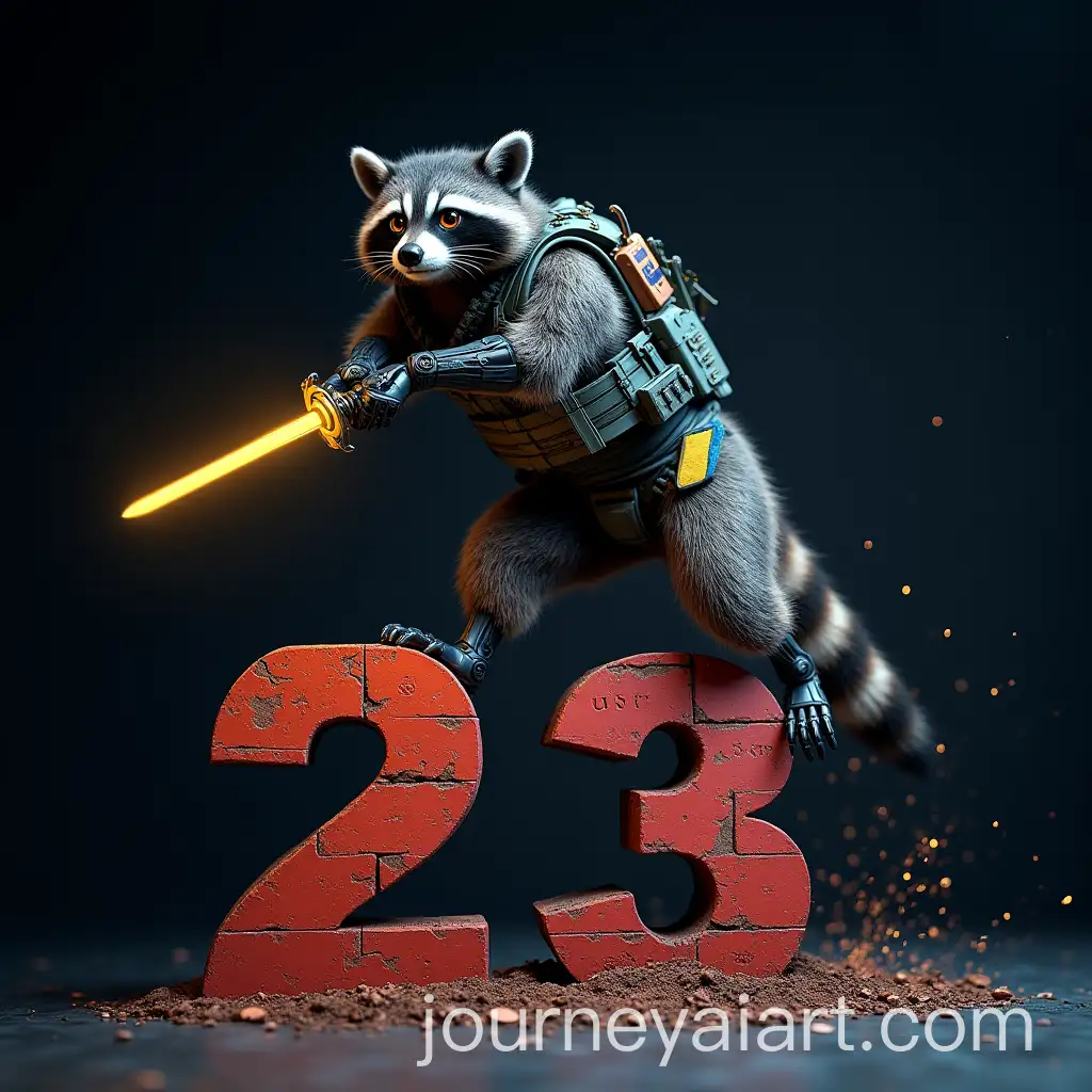 Cybernetic-Raccoon-Shattering-Cracked-23-with-Glowing-Ukrainian-Saber