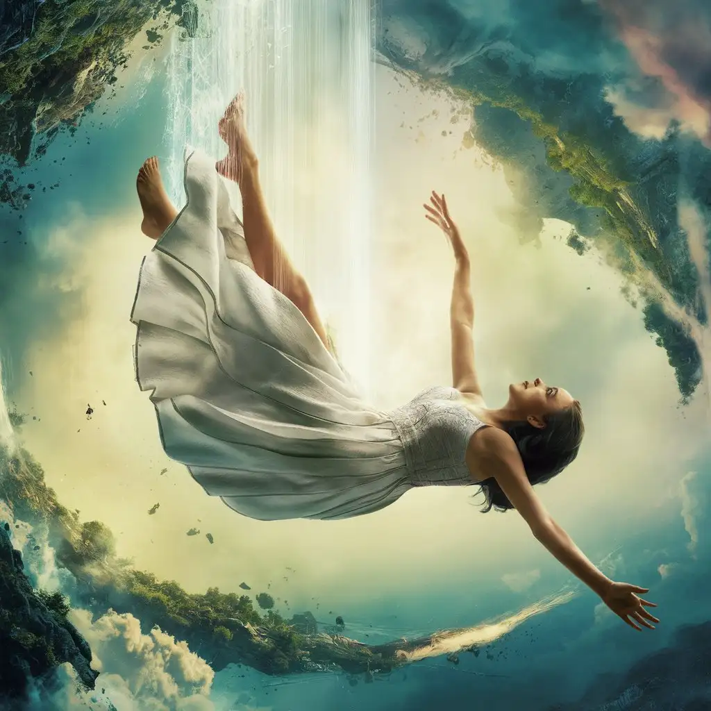 Movie Poster Woman Falling from Earth Illusion Concept