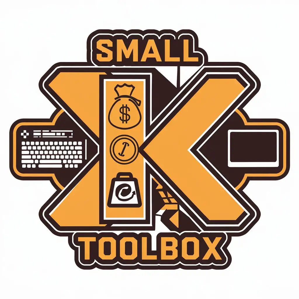 a vector logo design,with the text "small K toolbox", main symbol:money, keyboard, computer,Moderate,be used in Internet industry,clear background