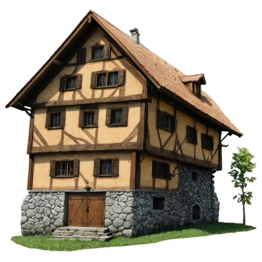 Europe-Medieval-Mountain-House-PNG-Image-Detailed-Artistic-Rendering