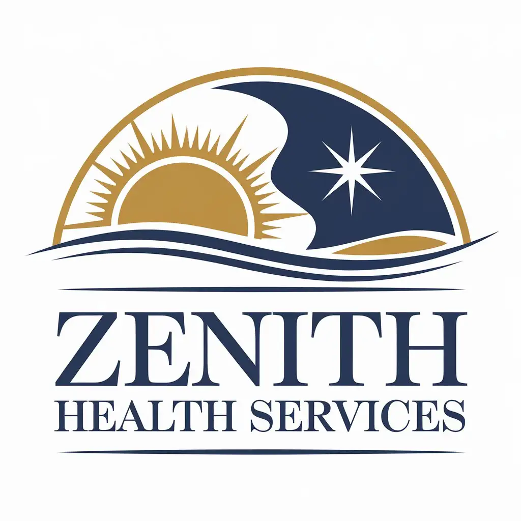 LOGO Design for Zenith Health Services Golden Sun Shining Star with Balance of Care and Hope