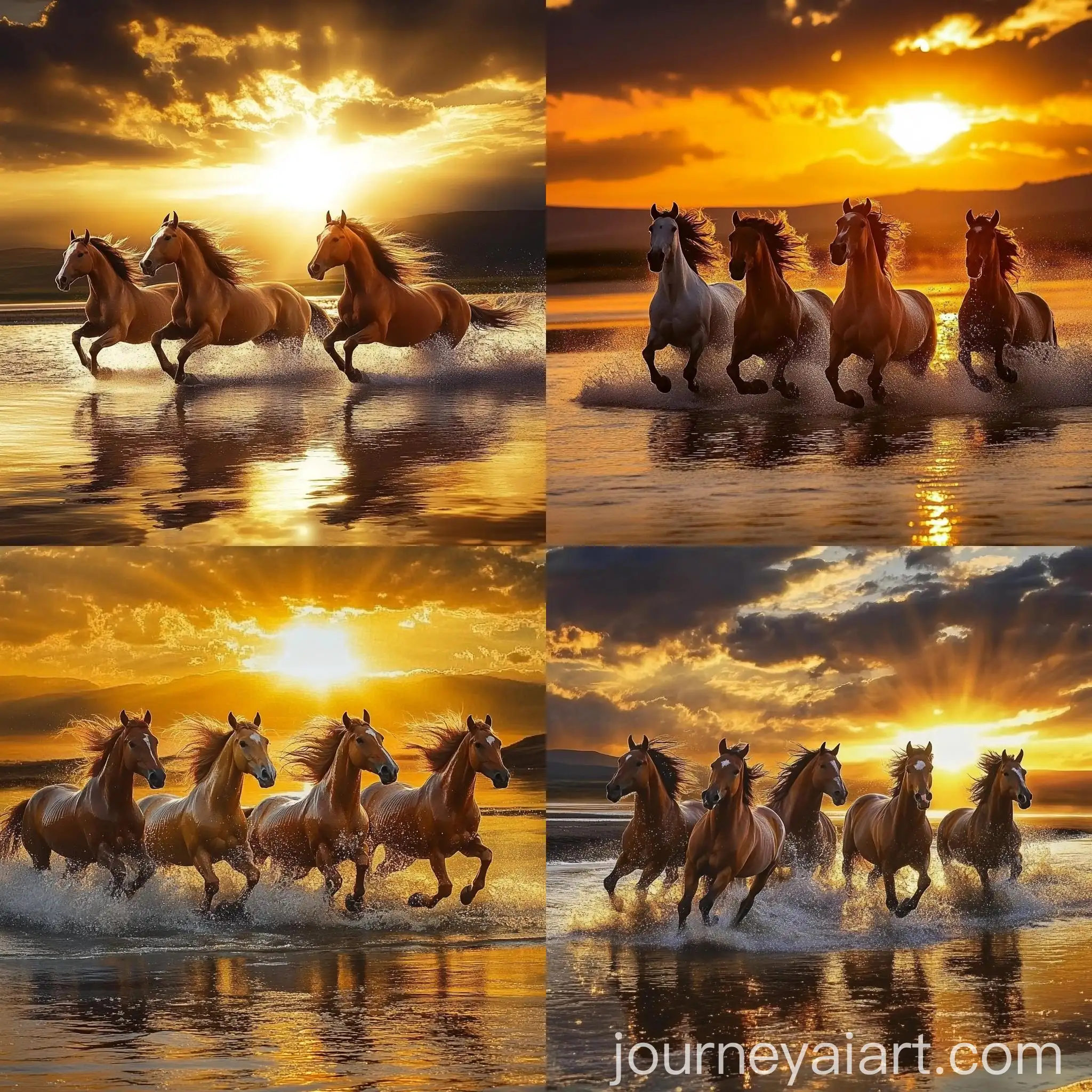 Running-Horses-in-Water-with-Golden-Sunrise-Majestic-Scene-Captured-in-Art