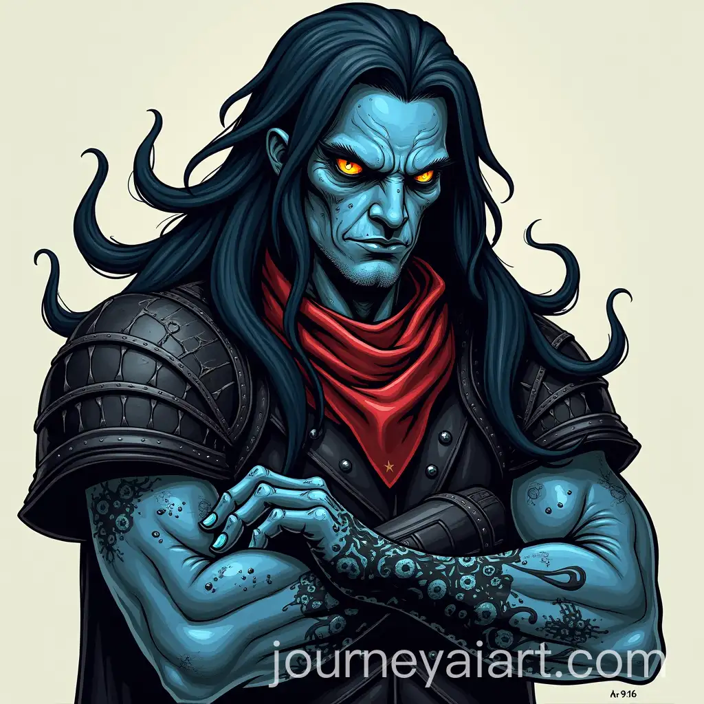 BlueSkinned-Human-with-Fish-Gills-and-Tentacle-Hair-in-Leather-Armor