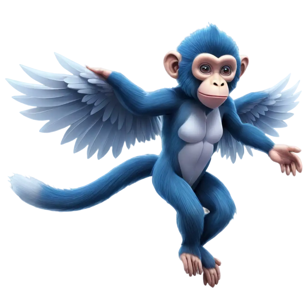 Blue-Monkey-with-Wings-and-Aura-PNG-Captivating-Fantasy-Creature-for-Creative-Projects