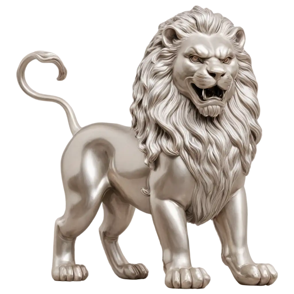 Silver-Lion-Statue-PNG-Majestic-Sculpture-in-HighQuality-Image-Format