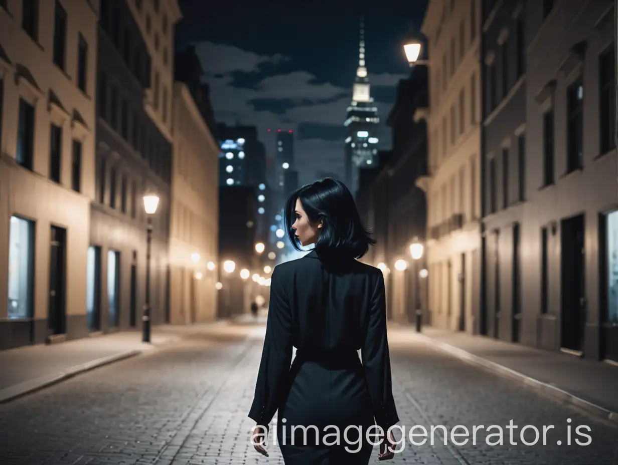 Elegant-Woman-Walking-Through-a-City-at-Night