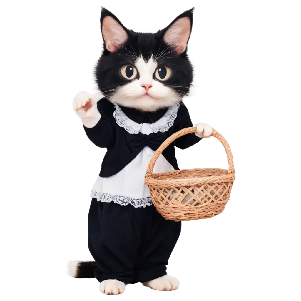 Adorable-Cat-in-Costume-Holding-Basket-PNG-Image