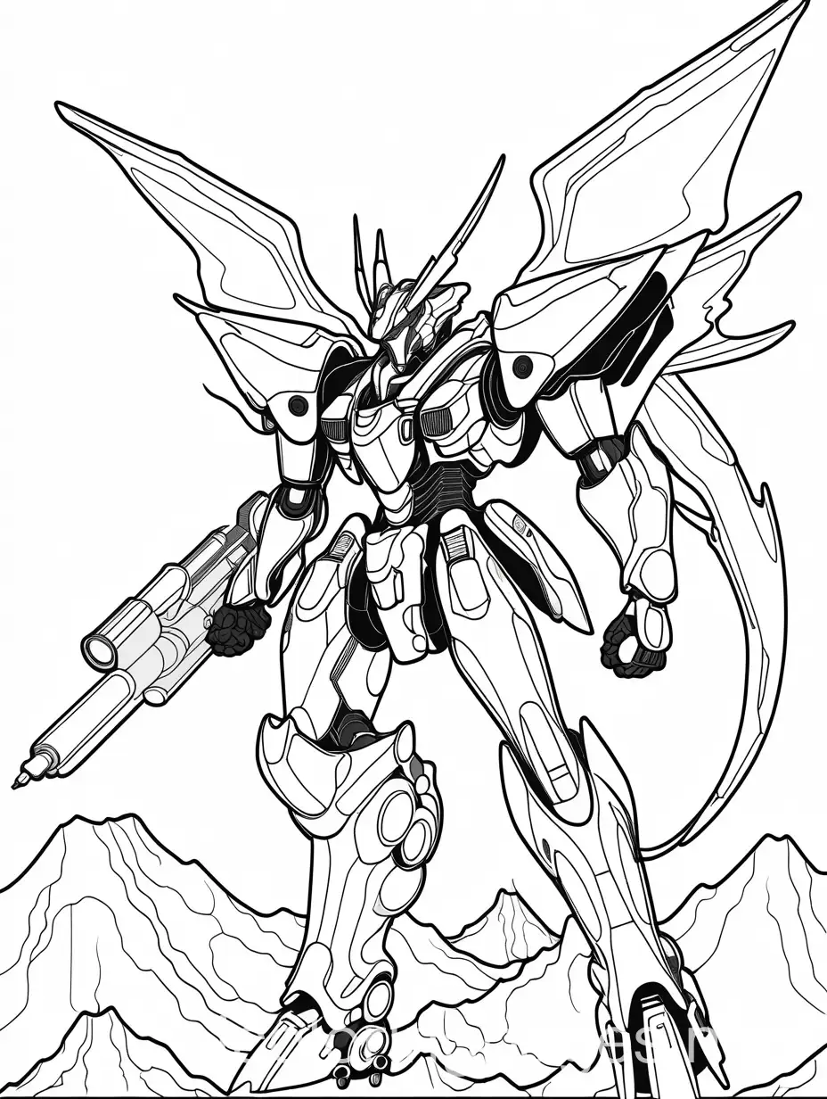 Giant-Japanese-Anime-Dragon-Robot-with-Rockets-and-Bazooka-in-Sky