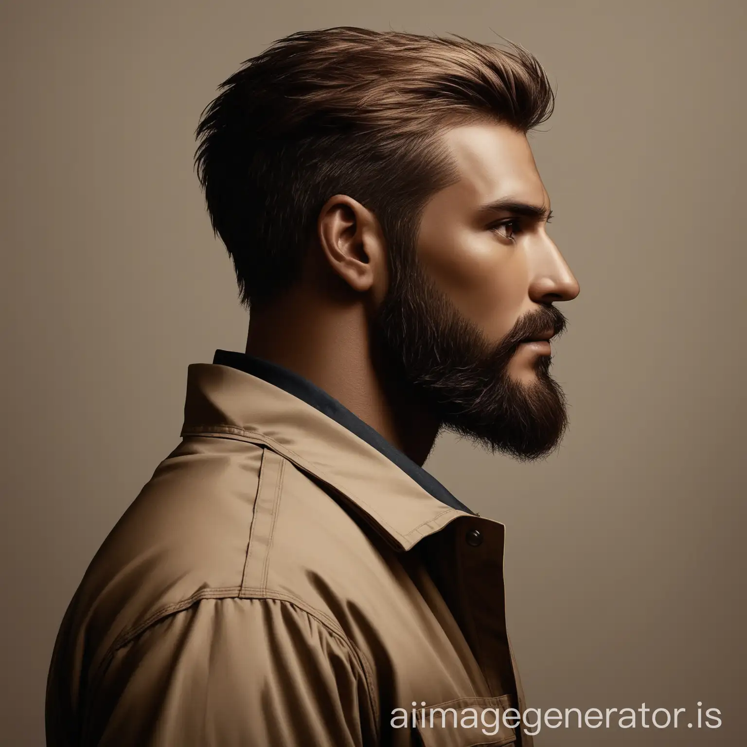 Young-Man-with-Brown-Hair-and-Beard-in-Work-Jacket-with-Imposing-Appearance