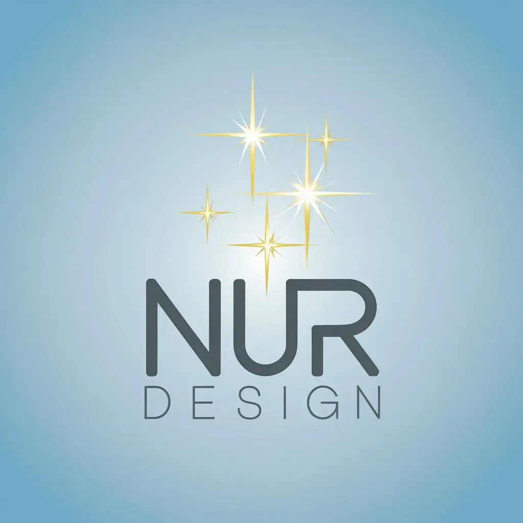 LOGO Design for Nur Design Minimalistic Light Sparkles on Bright Blue Background