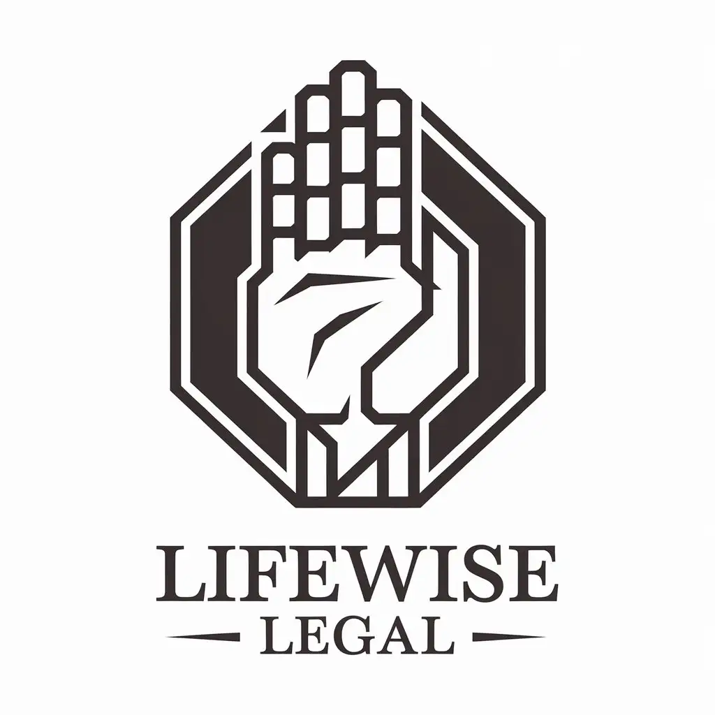 LOGO Design for Lifewise Legal Hand Symbol with Complex Elements for Legal Industry