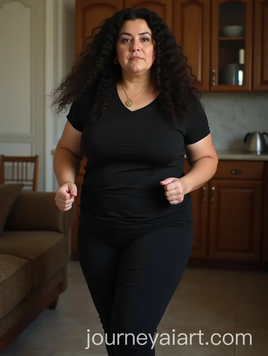 MiddleAged-Armenian-Woman-with-Sporty-Legs-Running-in-a-Soviet-Apartment