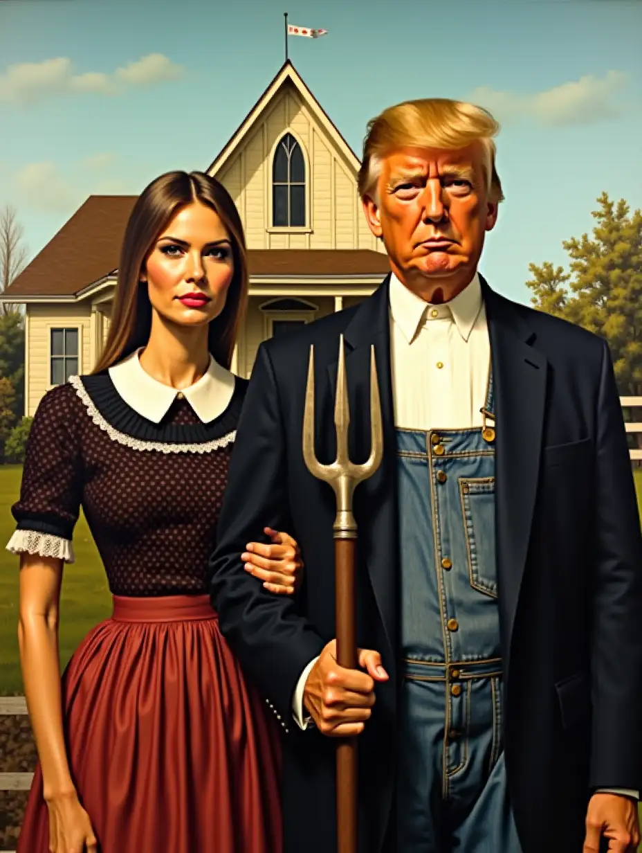 American-Gothic-Style-Portrait-of-Donald-and-Melania-Trump