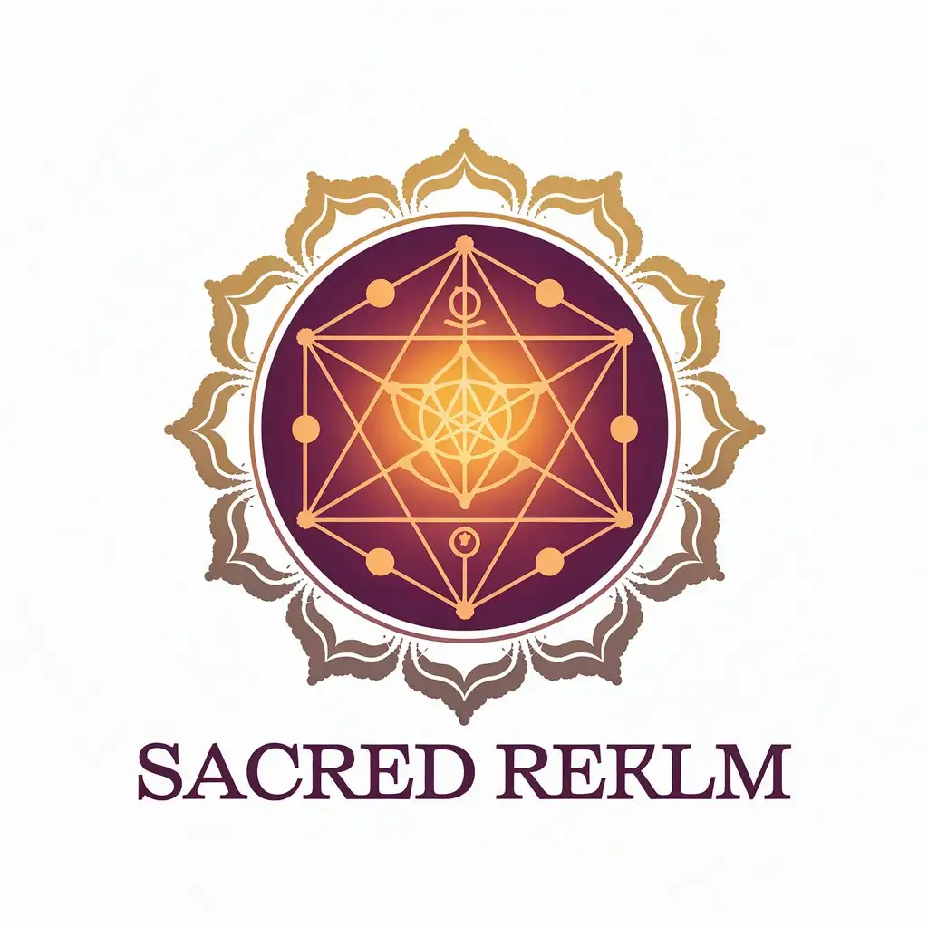 LOGO Design for Sacred Relm Gold Sacred Geometry Chakra with Deep Purple for Religious Industry