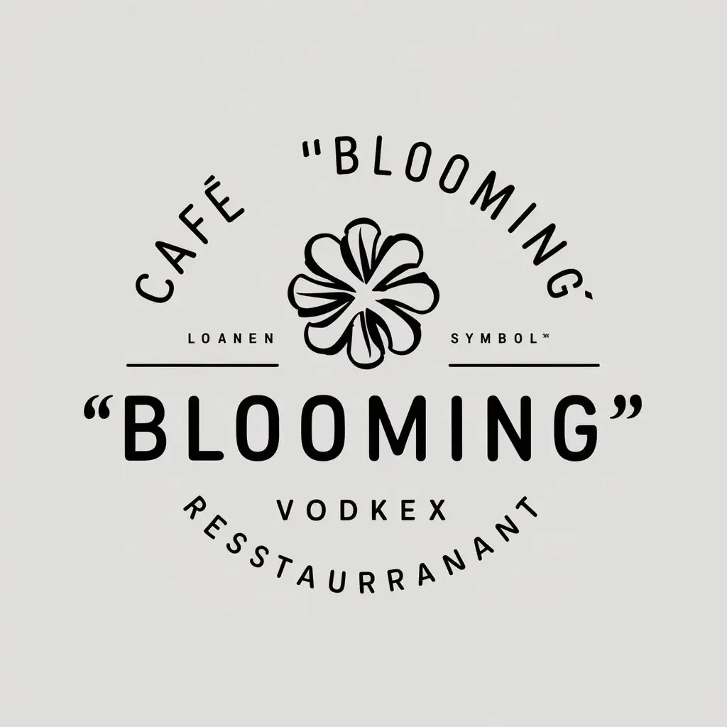 a vector logo design,with the text "Café "BLOOMING"", main symbol:vodka,complex,be used in Restaurant industry,clear background