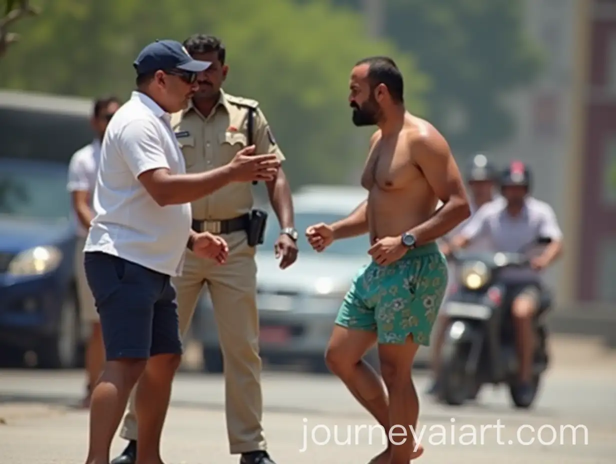 Man-in-Shorts-and-Baniyaan-Trolling-Police-Officer
