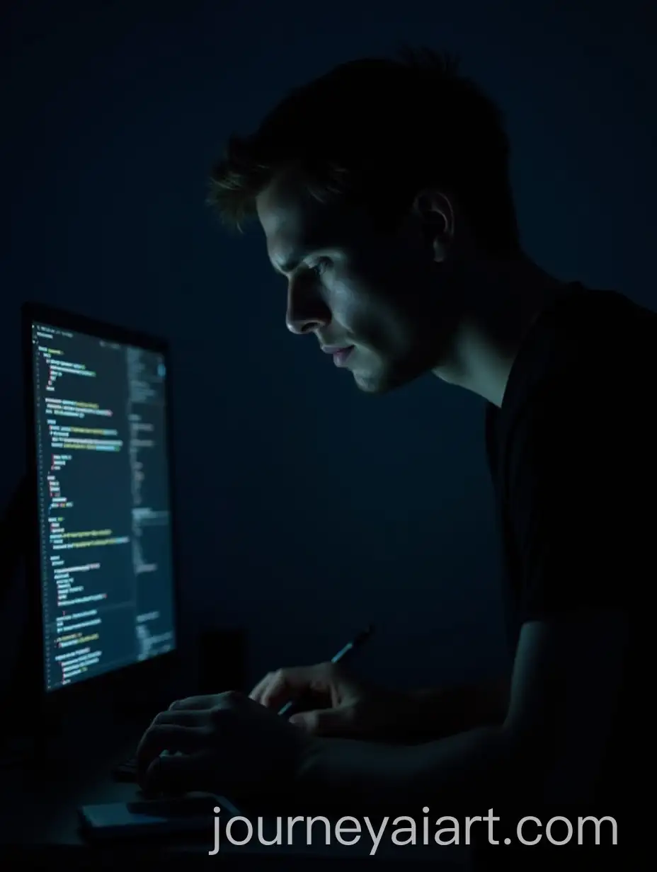 Programmer-Coding-in-a-Dimly-Lit-Room