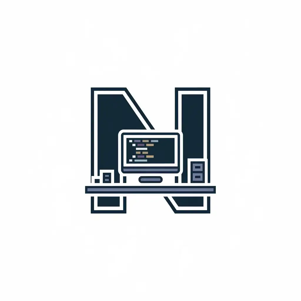 LOGO Design for N Vector Computer Symbol with Modern and Clean Aesthetic