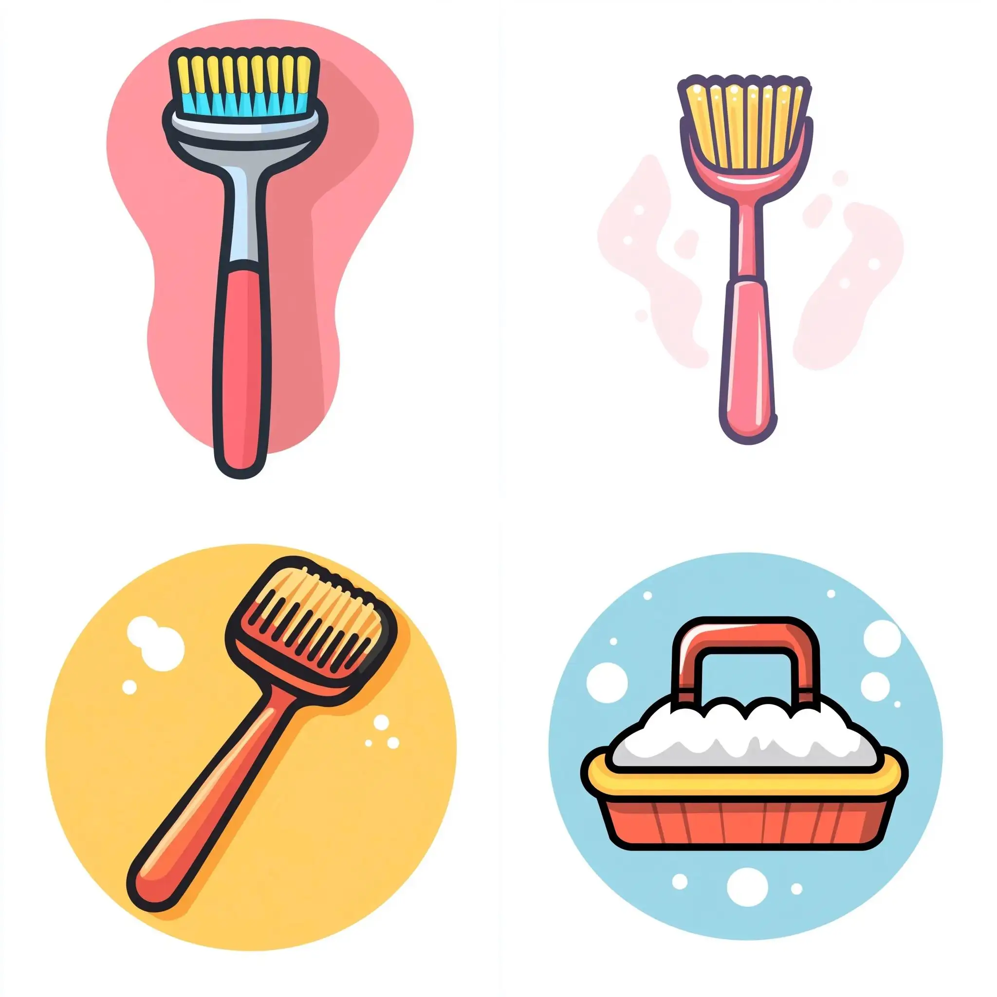 Colorful-Dishwashing-Brush-Icon-on-White-Background