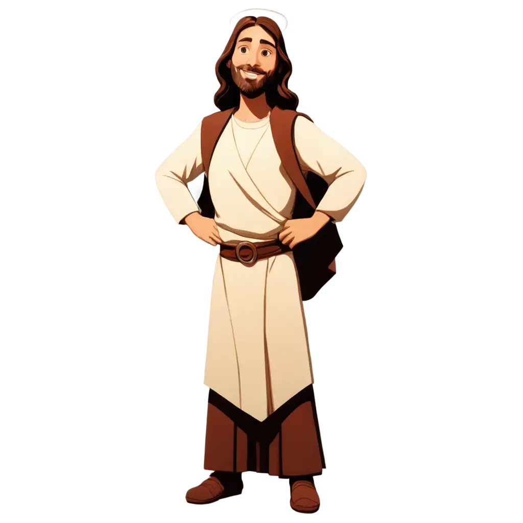 Jesucristo-Smiling-While-Standing-Sideways-in-Cartoon-PNG-Image-for-Creative-Use