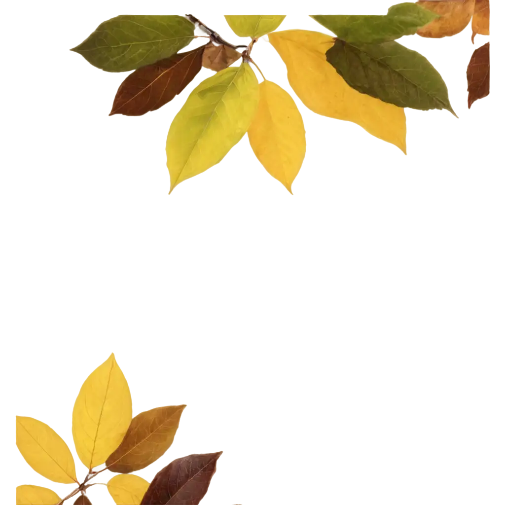 Vibrant-Green-Yellow-and-Brown-Leaves-PNG-Image-on-Green-Background