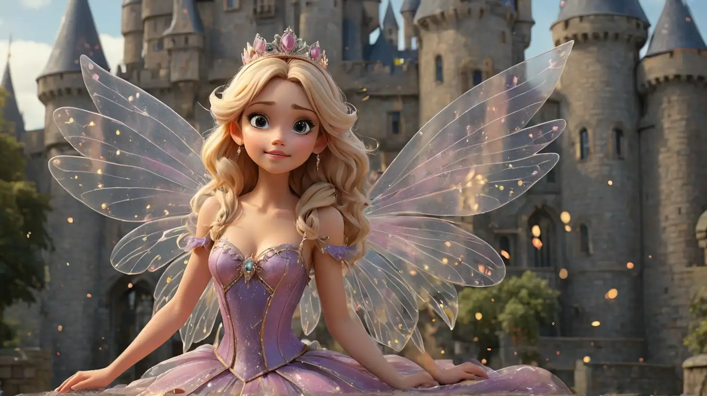 Majestic Fairy Queen with Sparkling Wings at Castle