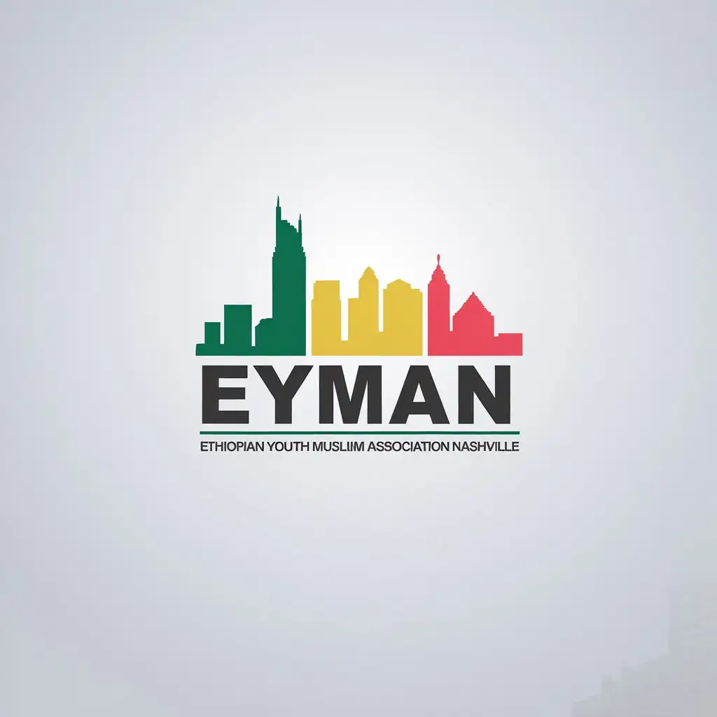 LOGO Design for EYM Minimalistic Vector with Nashville Skyline and Ethiopian Youth Colors