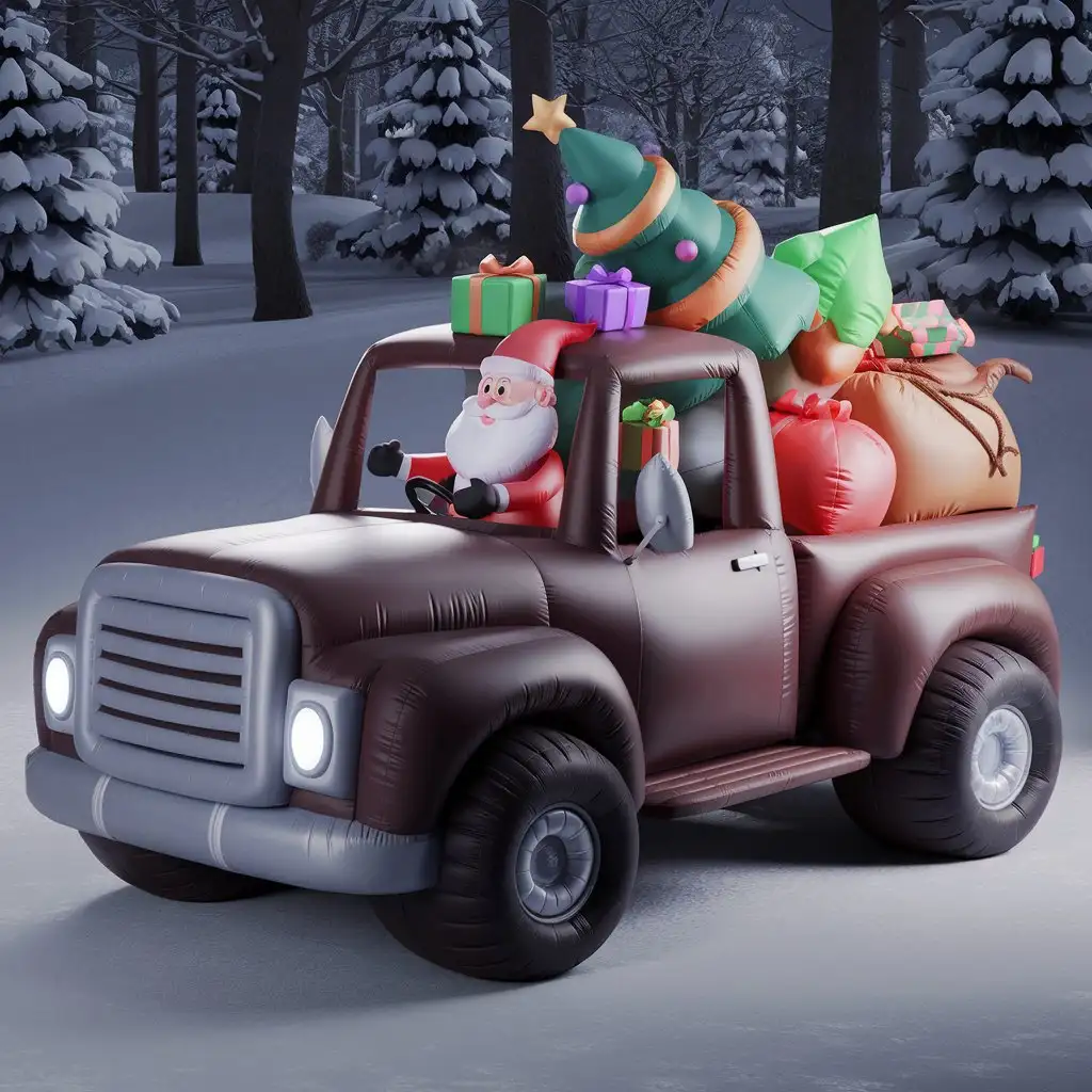 Santa-Driving-a-Large-Pickup-Truck-Filled-with-Christmas-Cheer