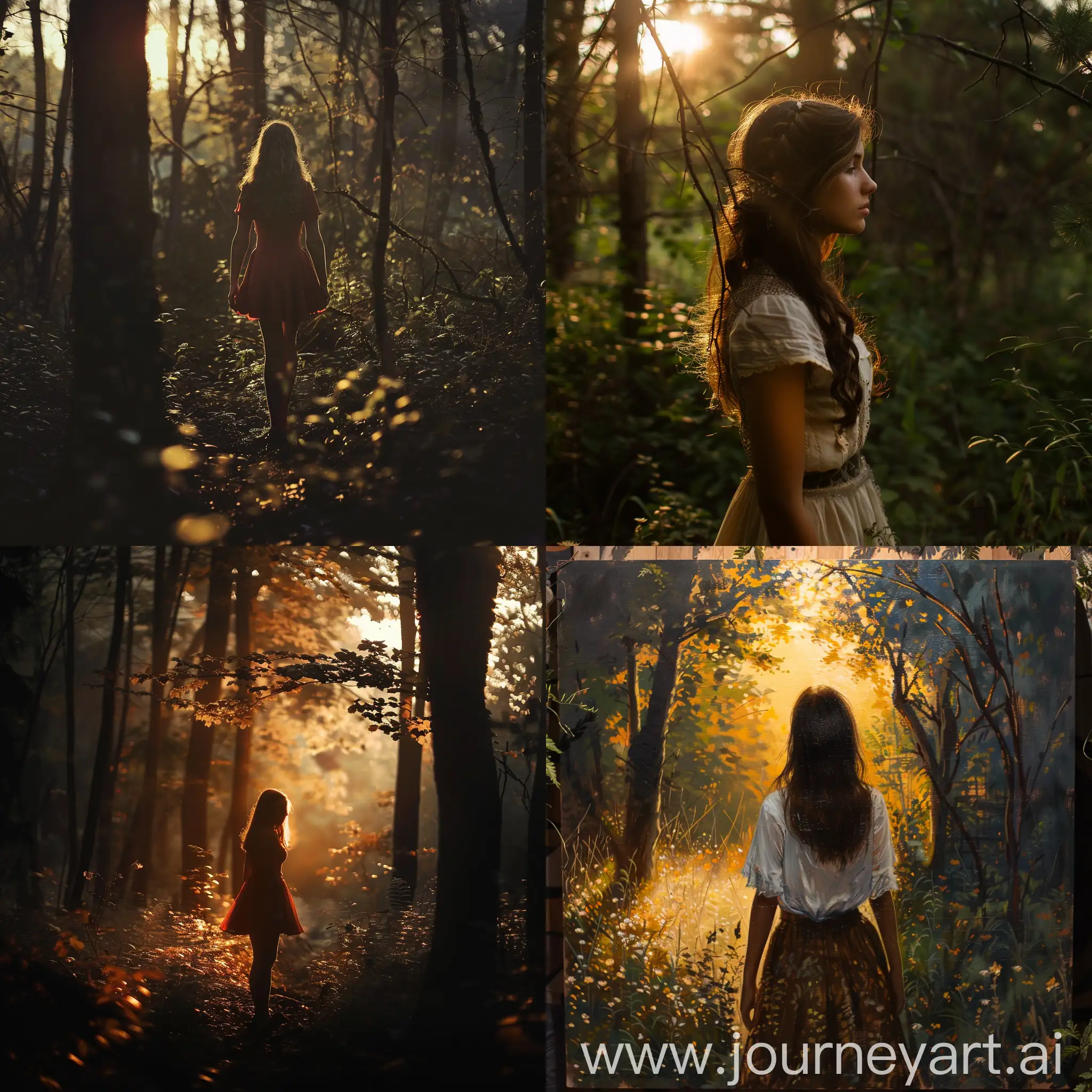 Girl-in-Forest-at-Sunset-Light