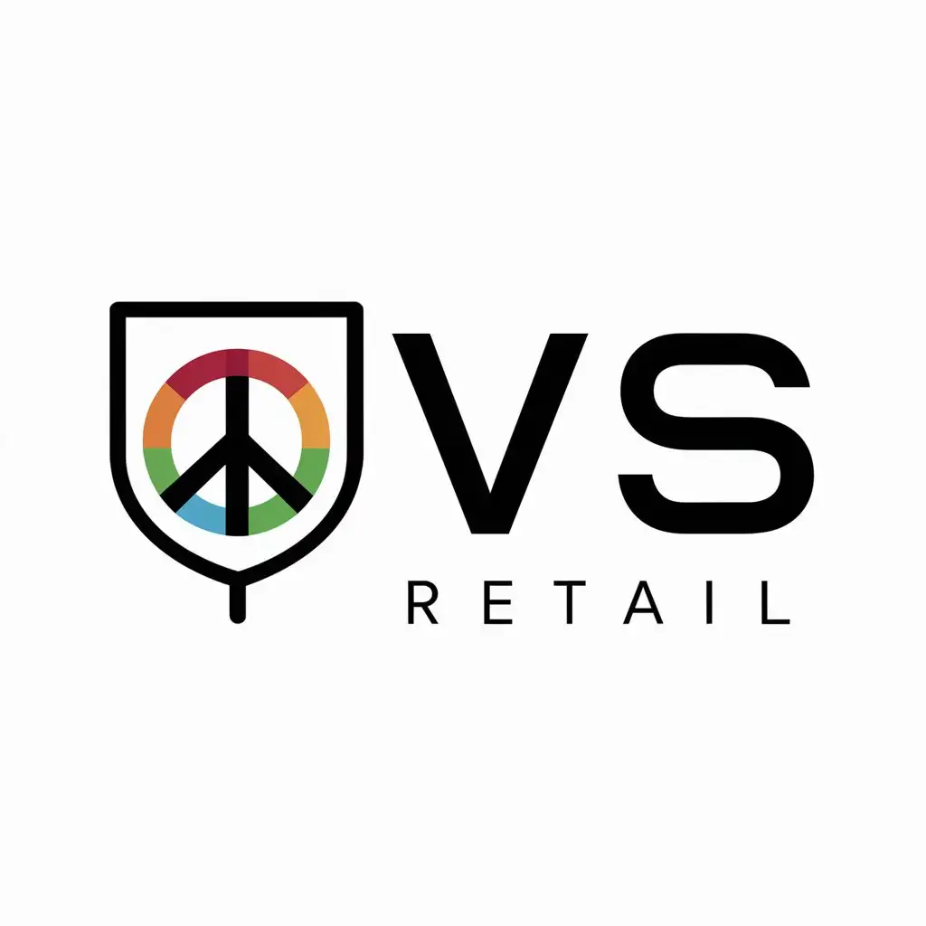 a logo design,with the text "Vs", main symbol:Shield with hippie symbol,Moderate,be used in Retail industry,clear background