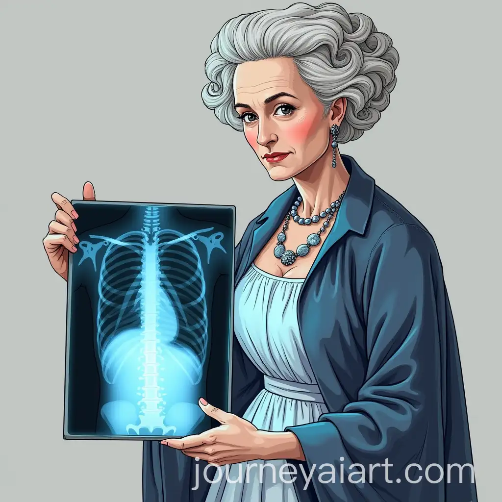 Marie-Curie-Holding-a-Modern-Chest-Xray-Transparent-Background