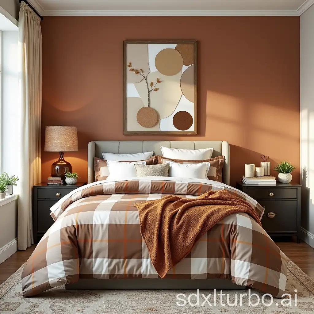 Vibrant-Checkered-Comforter-Bedroom-Design-with-Cozy-Accents