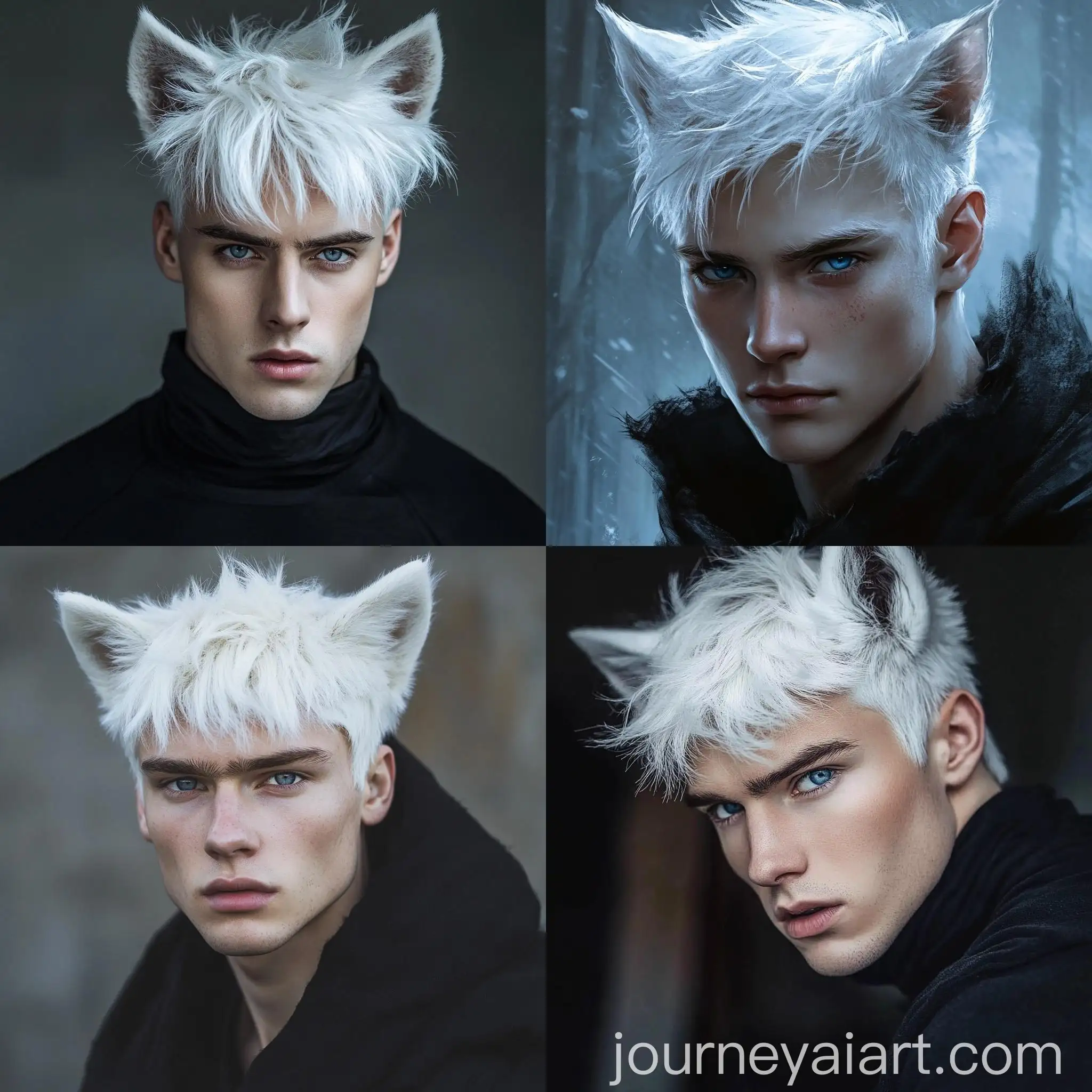 Young-Man-with-White-Wolf-Ears-in-Stylish-Black-Attire