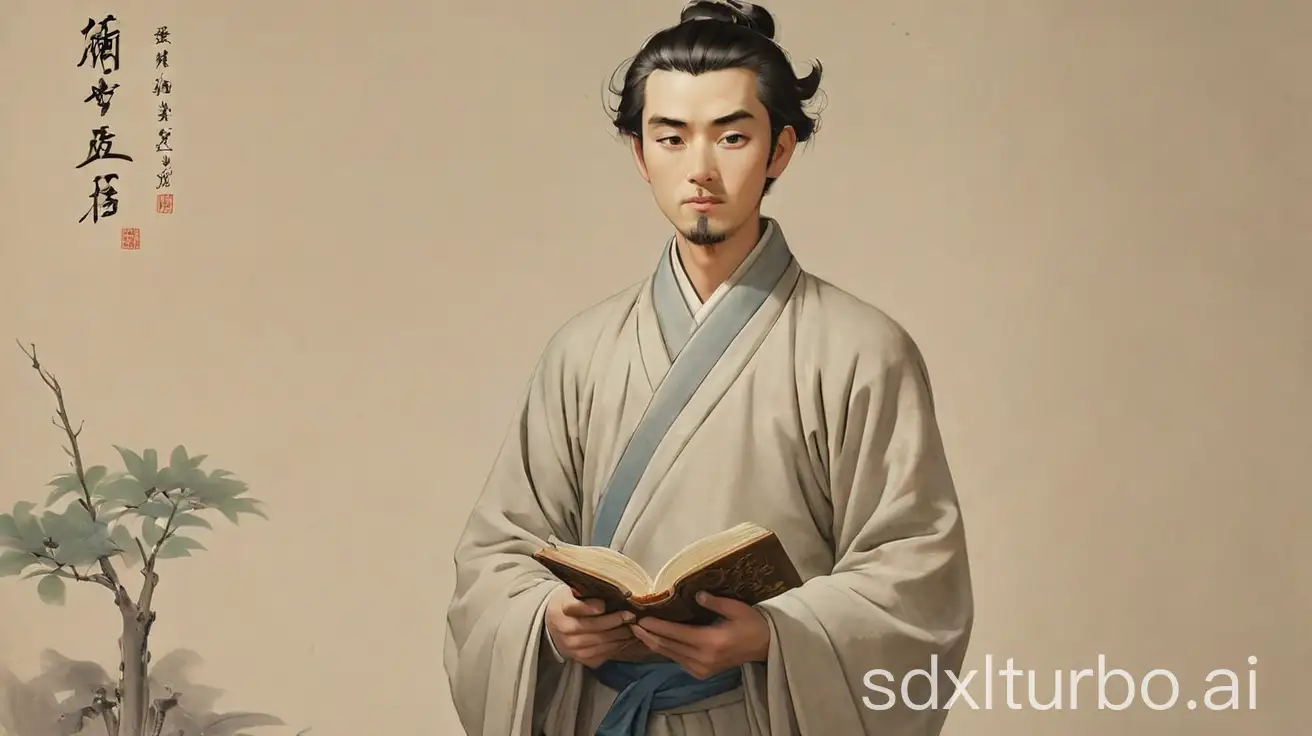 Young-Poet-Li-Bai-Holding-a-Poetry-Book-in-Antique-Style