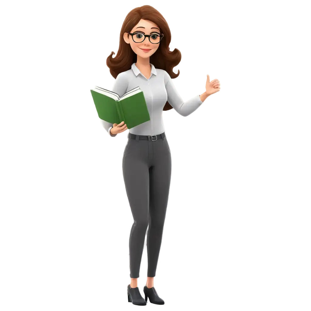 teacher woman with book  cartoon