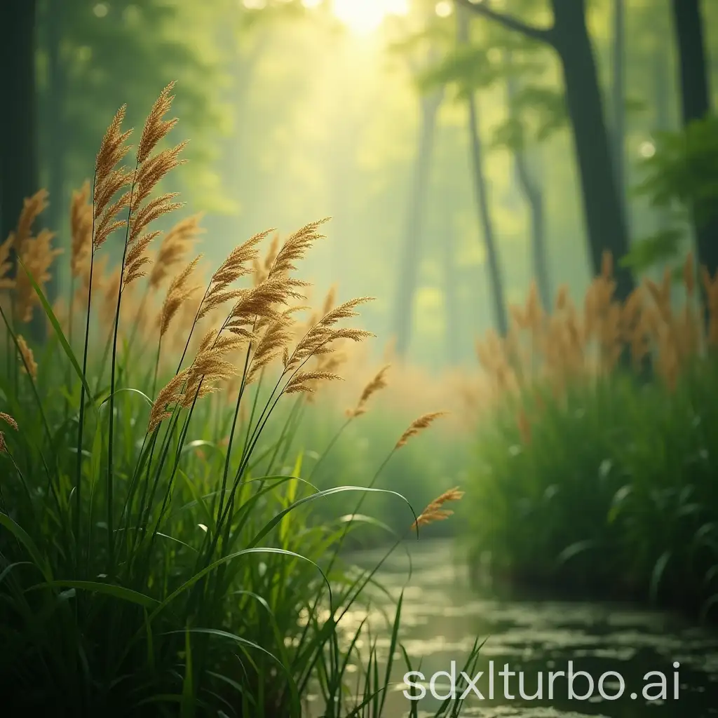 Graceful-Swaying-Reeds-in-Forest-Setting