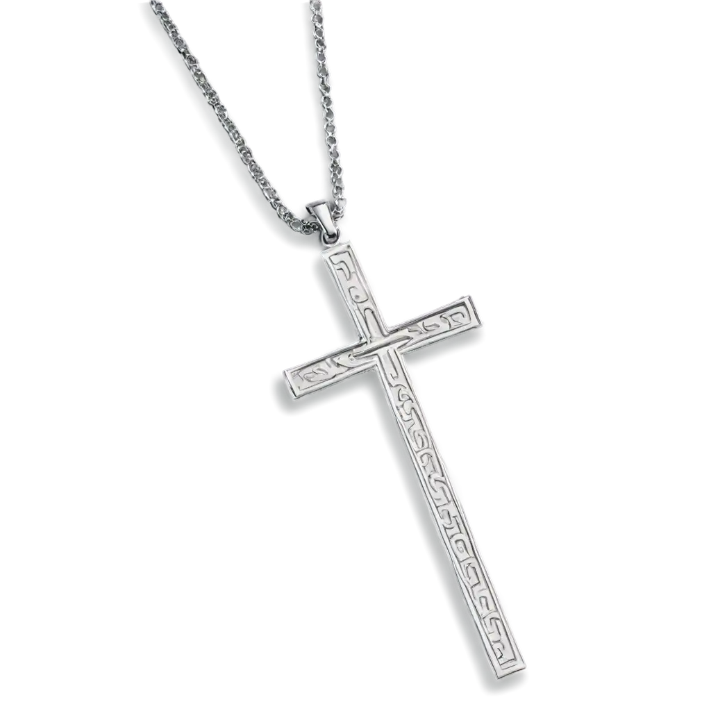 Cross-Necklace-Silver-PNG-Image-with-Roman-Style-Enhance-Your-Visual-Content