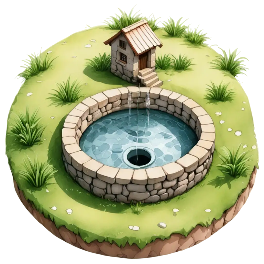 CartoonStyle-Stone-Water-Well-PNG-for-Childrens-Story-Illustration-HighQuality-Transparent-Background