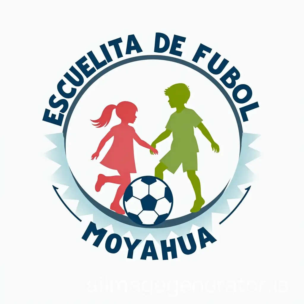 Soccer-Team-Logo-with-Pastel-Colors-and-Silhouette-of-Boy-and-Girl-ESCUELITA-DE-FUTBOL-MOYAHUA